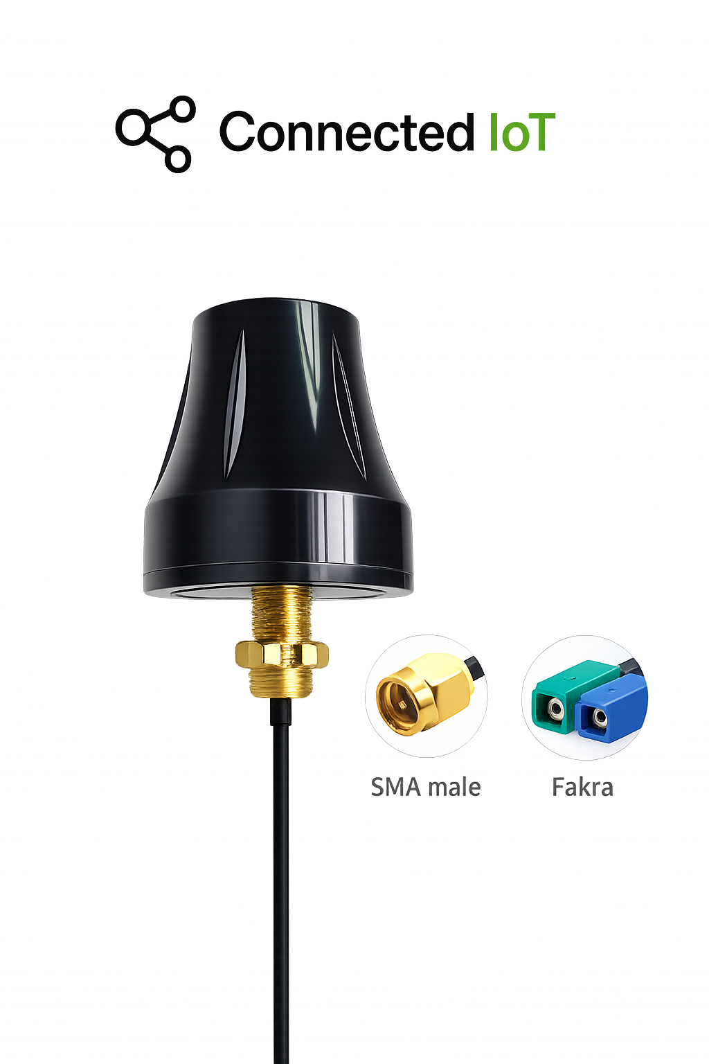 Compact omnidirectional antenna with FAKRA connector for vehicle-mounted applications